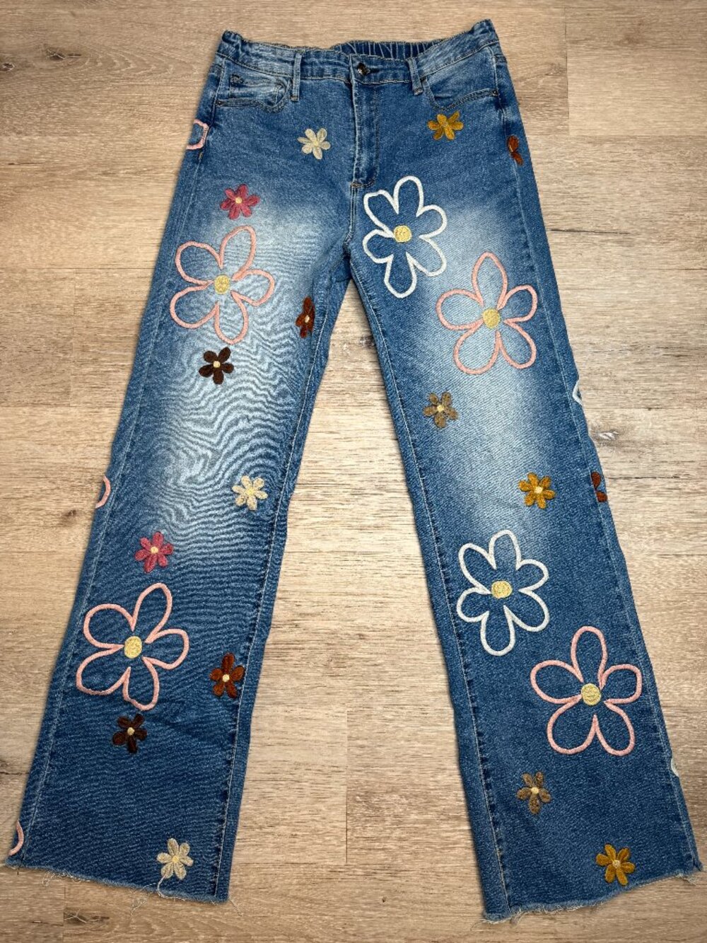 Oli & Hali OH Jeans Floral Embroidered Wide Leg Jeans S